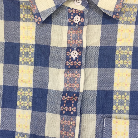 Cute vintage plus size embroidered gingham blouse - Picture 2 of 7